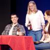 Jimmy (Ryan Gigliotti) and Sandrine (Jennifer Christa Palmer) with the Moose Paddy waitress (Beth Cunningham). OTP's final show "Almost, Maine", 14 February 2010.